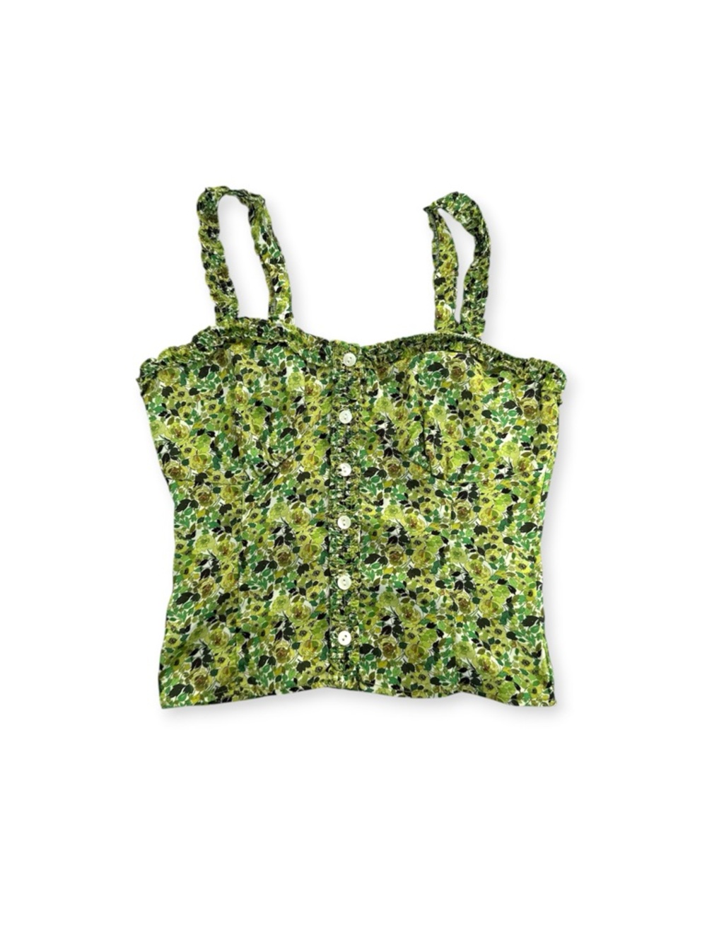 Favorite Daughter On a Break Green Floral Button-Front Tank Top - Size XS